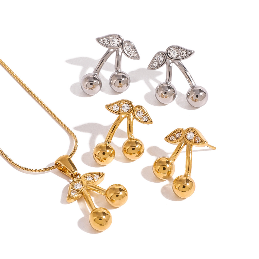 Collier Avec Pendentif En Forme De Plante Mignonne, Série Simple, En Acier Inoxydable Plaqué Or Et Zircone, Pour Femme h5Image6