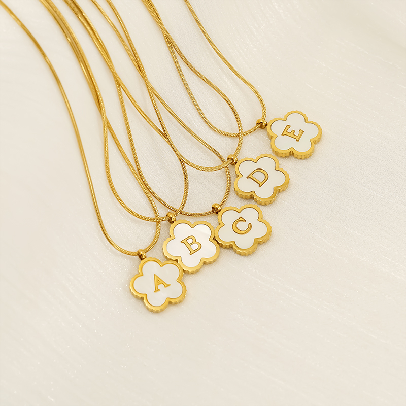 Collier Avec Pendentif Coquillage En Acier Inoxydable Plaqué Or Pour Femme, Série Simple, Lettre Quotidienne h5Image8