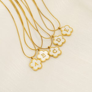 Collier Avec Pendentif Coquillage En Acier Inoxydable Plaqué Or Pour Femme, Série Simple, Lettre Quotidienne h5 Image8