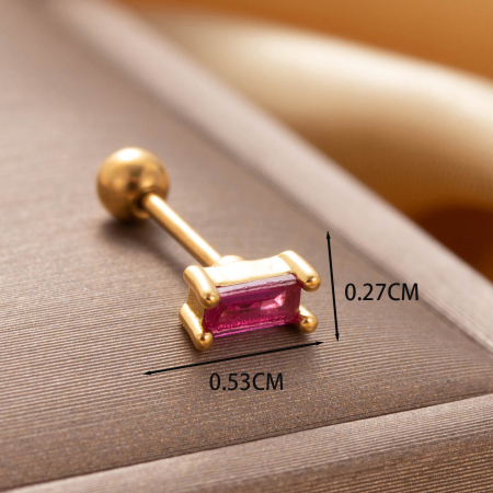 Boucles d'oreilles piercing pour femme, 1 pièce, série Simple Heart, en acier titane sans placage, avec zircon. 2