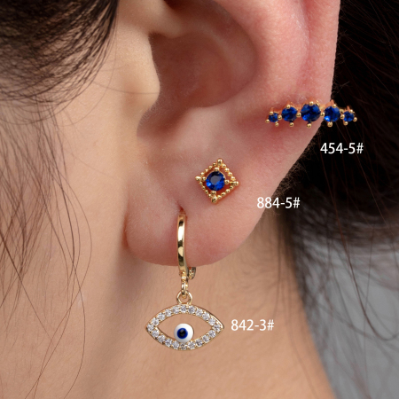 Boucles d'oreilles piercing pour femme, 1 pièce, série Simple, géométriques, en acier titane sans placage, avec zircon.