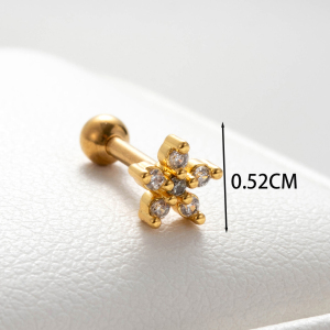 Boucles D'Oreilles Piercing Femme Simple Series Simple Flower En Acier Titane Sans Placage, Ornées De Zircon. h5 Image5