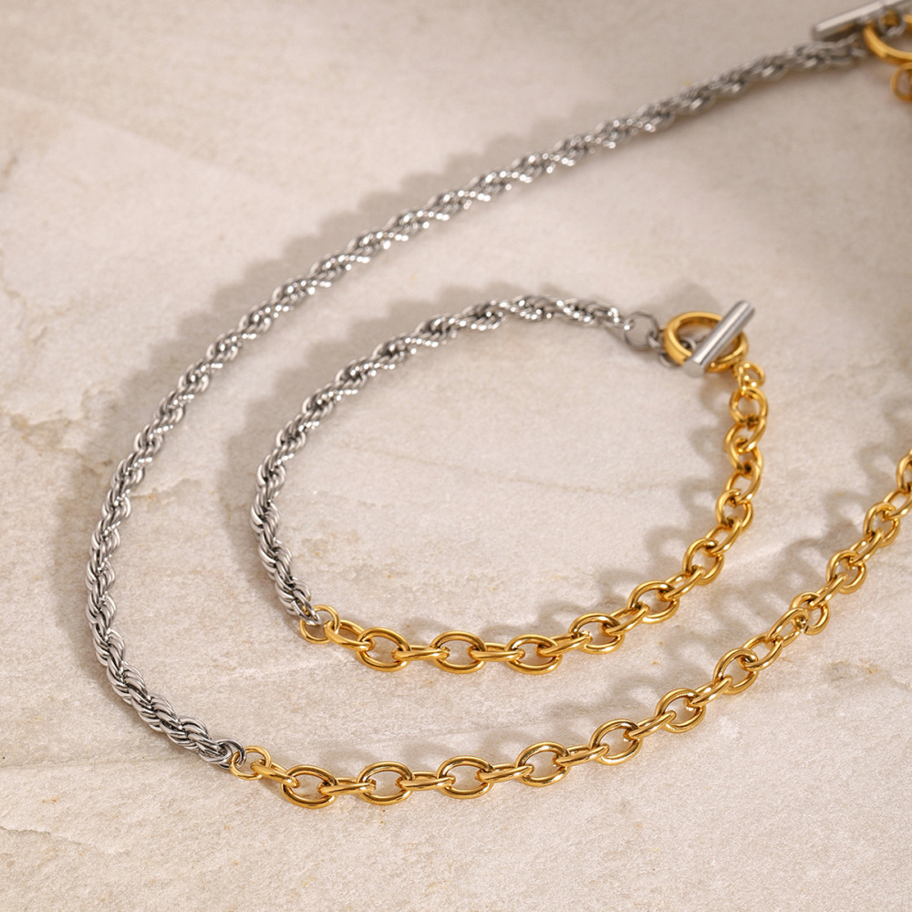 Bracelet Chaîne Géométrique Simple En Acier Inoxydable Plaqué Or Pour Femme, 1 Pièce Image5