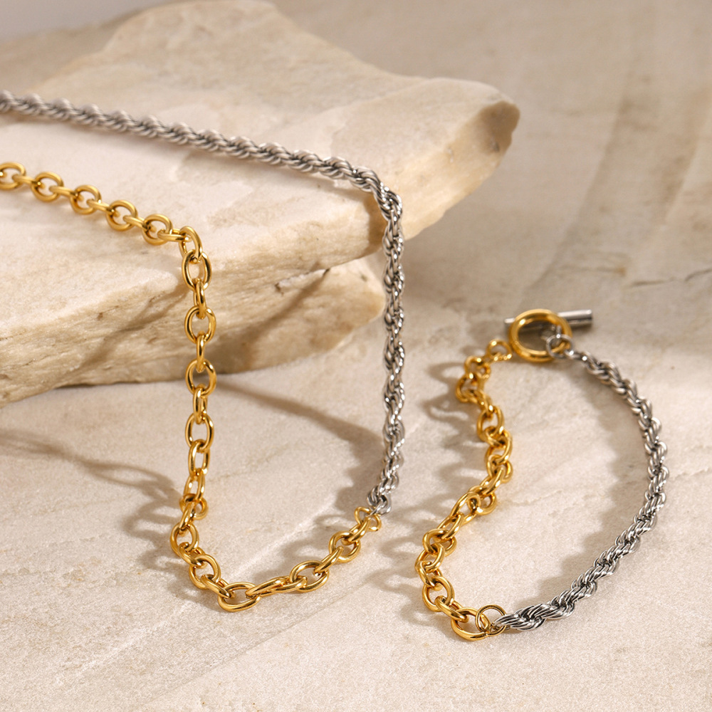 Bracelet Chaîne Géométrique Simple En Acier Inoxydable Plaqué Or Pour Femme, 1 Pièce Image4