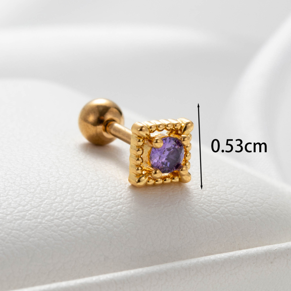Boucles D'Oreilles Piercing Femme Simple Series Simple Flower En Acier Titane Sans Placage, Ornées De Zircon. Image5