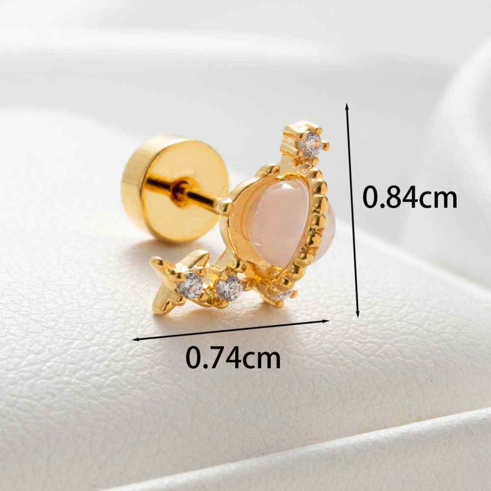 Boucles D'Oreilles Piercing Femme Simple Series Classic Animal En Acier Titane Sans Placage, Ornées De Zircon. h5Image3