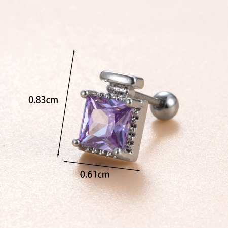 Boucles d'oreilles piercing femme Simple Series Classic Heart en acier titane sans placage, ornées de zircon. 2
