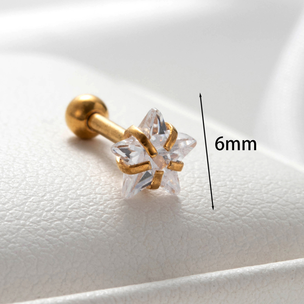 Boucles D'Oreilles Piercing Femme Simple Series Simple Geometric En Acier Titane Sans Placage, Ornées De Zircon h5Image5
