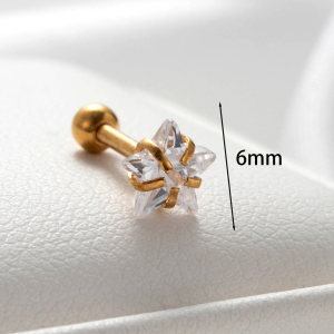 Boucles D'Oreilles Piercing Femme Simple Series Simple Geometric En Acier Titane Sans Placage, Ornées De Zircon h5 Image5