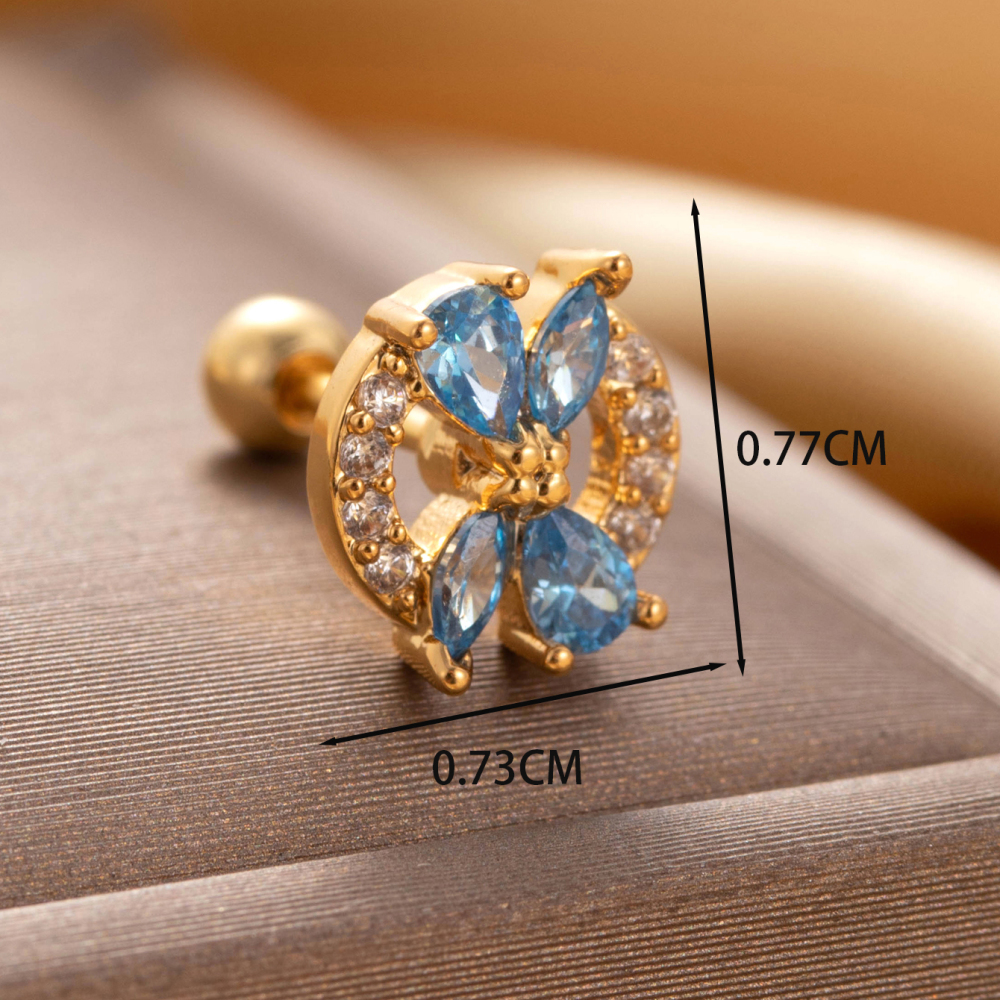 Boucles D'Oreilles Piercing Femme Simple Series Classic Heart En Acier Titane Sans Placage, Ornées De Zircon. Image3