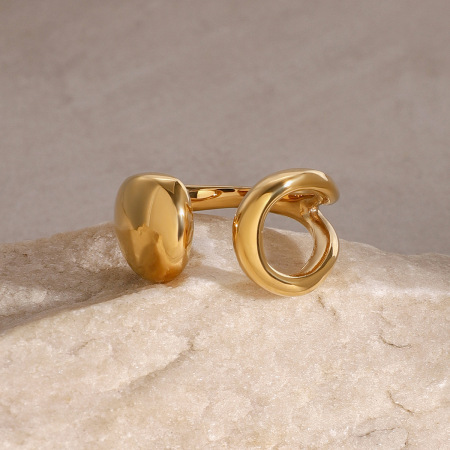 Bague minimaliste en acier inoxydable massif, étanche, couleur or (1 pièce)