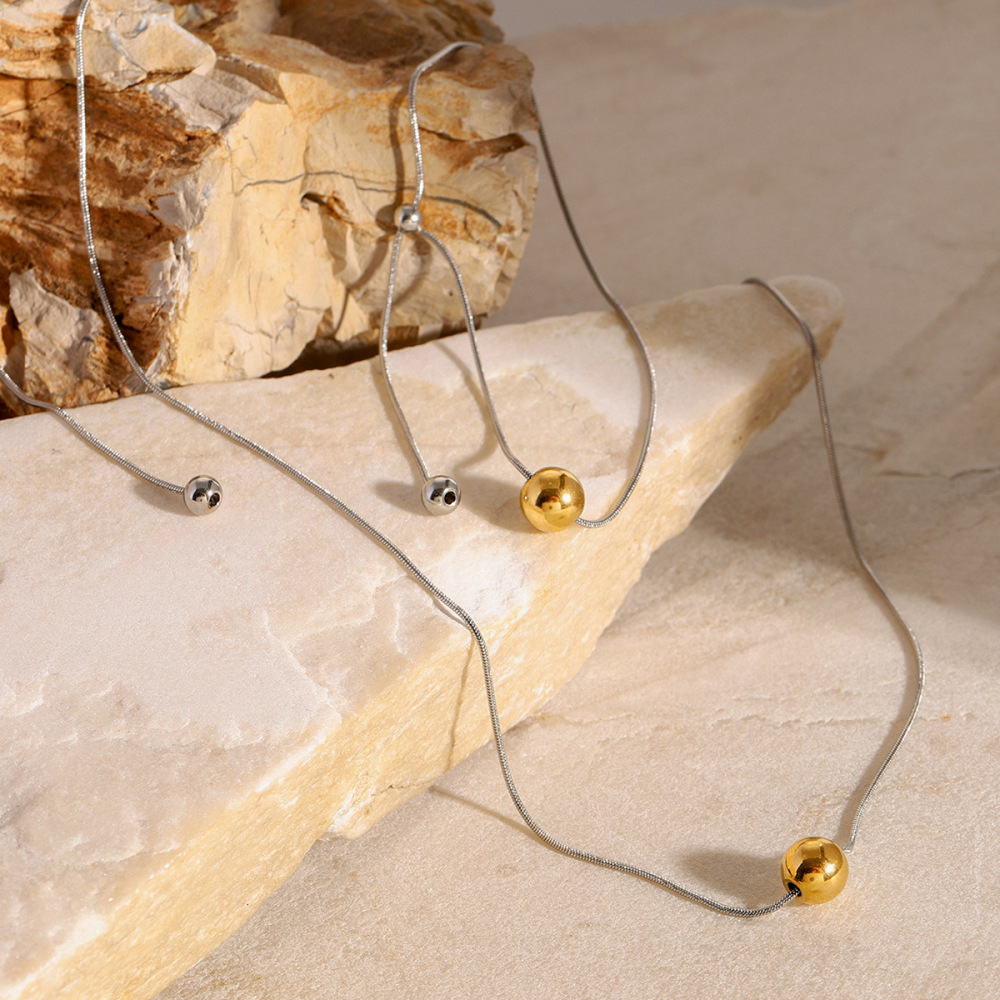 Collier Avec Pendentif Géométrique Simple En Acier Inoxydable Plaqué Or  Pour Femme, 1 Pièce Image5