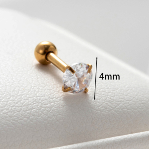 Boucles D'Oreilles Piercing Pour Femme, 1 Pièce, Série Simple, Géométriques, En Acier Titane Sans Placage, Avec Zircon. h5 Image3
