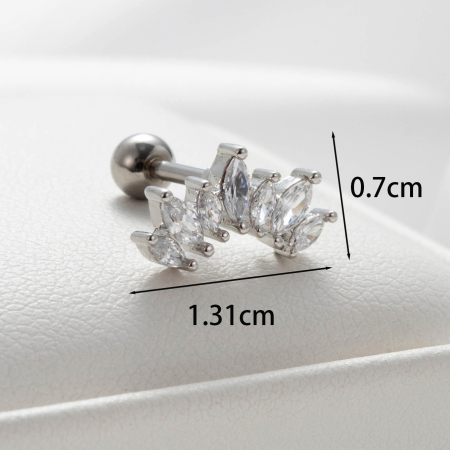 Boucles d'oreilles piercing femme Simple Series Simple Animal en acier titane sans placage, avec zircon. 2