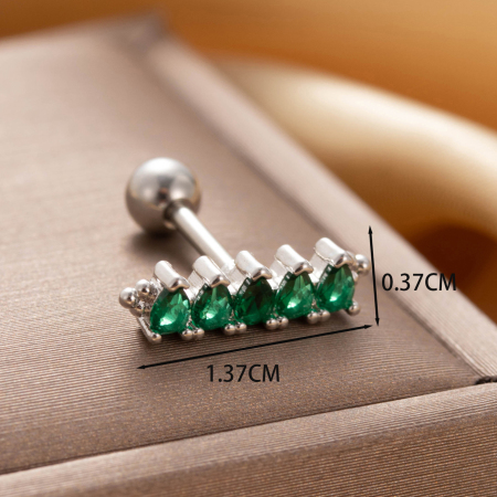 Boucles d'oreilles piercing femme Simple Series Classic Heart en acier titane sans placage, ornées de zircon. 2