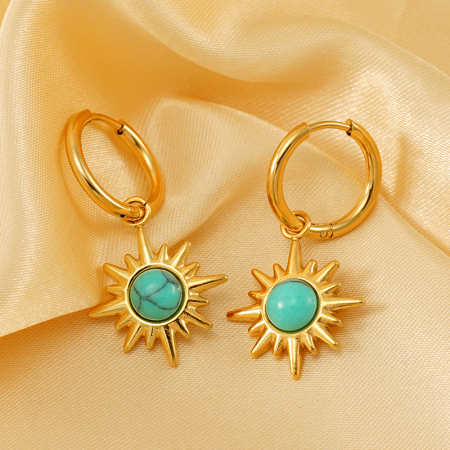 1 paire de boucles d'oreilles pendantes géométriques simples en acier inoxydable plaqué or  pour femme