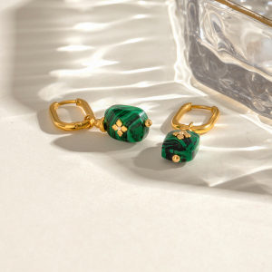 1 Paire De Boucles D'Oreilles Pendantes Élégantes Géométriques En Acier Inoxydable Plaqué Or  Pour Femmes, Série Classique h5 Image3