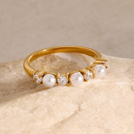 1 paire de bagues simples géométriques rétro en acier inoxydable plaqué or et zircon pour femme