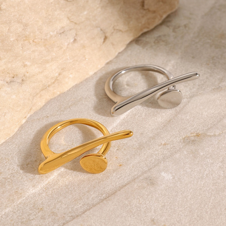 Bague statement en acier inoxydable étanche couleur or (1 pièce)
