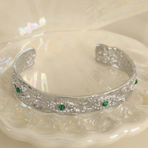 Bracelet Pour Femme En Acier Inoxydable Plaqué Or Avec Zircons, Série Classique, Œil Rétro h5 Image7