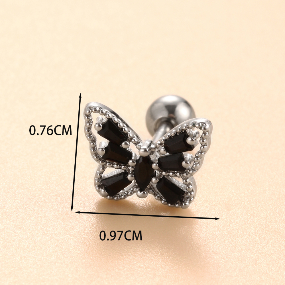 Boucles D'Oreilles Piercing Femme Simple Series Classic Heart En Acier Titane Sans Placage, Ornées De Zircon. Image5
