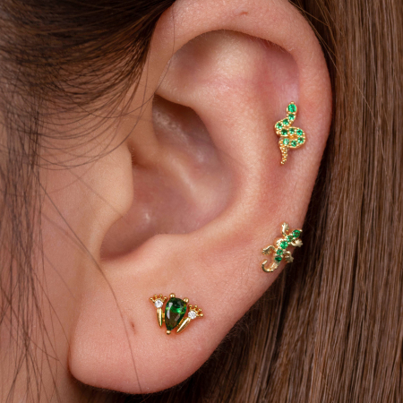 Boucles d'oreilles piercing femme Simple Series Classic Animal en acier titane sans placage, ornées de zircon.