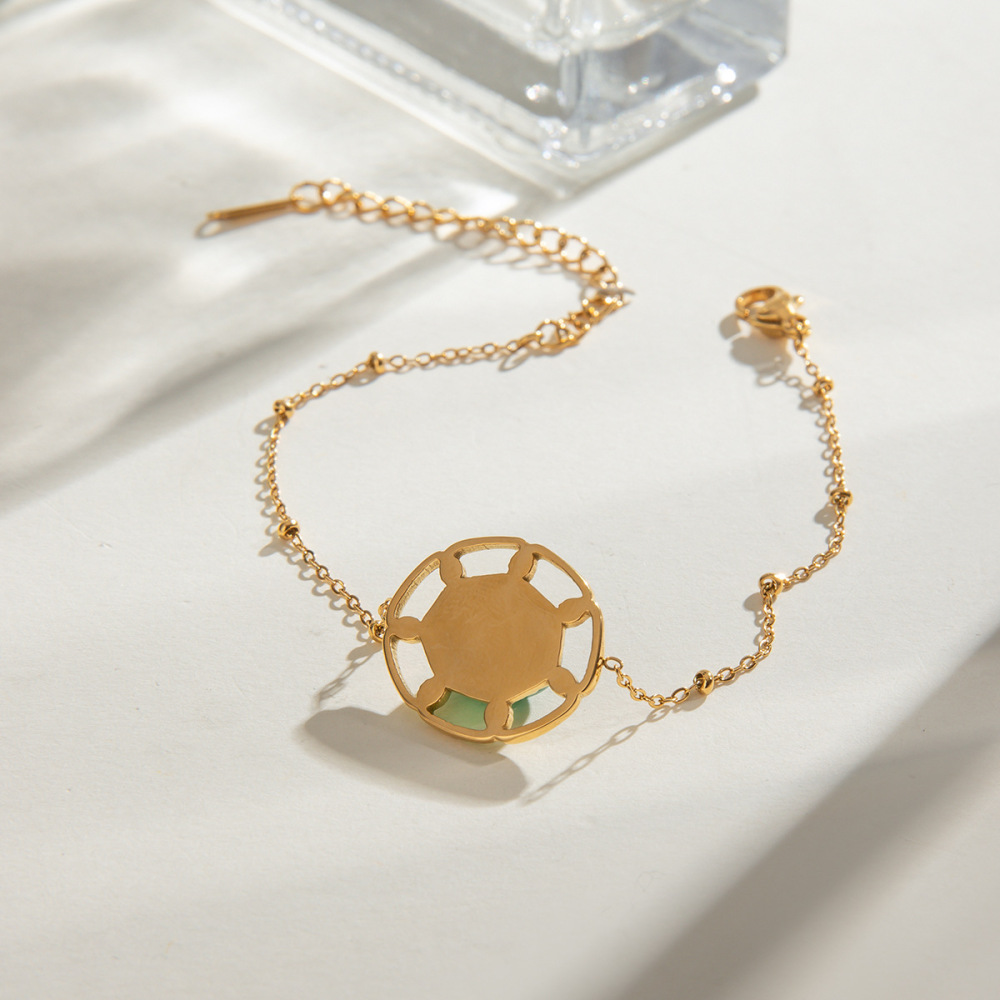 Bracelet À Breloques Rétro Géométrique En Acier Inoxydable Plaqué Or  Pour Femme, Série Ethnique, 1 Pièce Image6