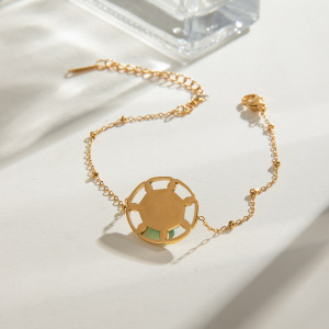 Bracelet À Breloques Rétro Géométrique En Acier Inoxydable Plaqué Or  Pour Femme, Série Ethnique, 1 Pièce h5 Image6