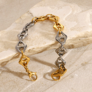 Bracelet Chaîne Géométrique Décontracté En Acier Inoxydable Plaqué Or Pour Femme, Série Simple, 1 Pièce h5 Image4