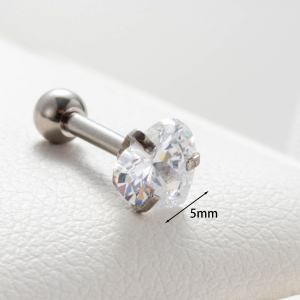 Boucles D'Oreilles Piercing Pour Femme, 1 Pièce, Série Simple Heart, En Acier Titane Sans Placage, Avec Zircon. h5 Image4