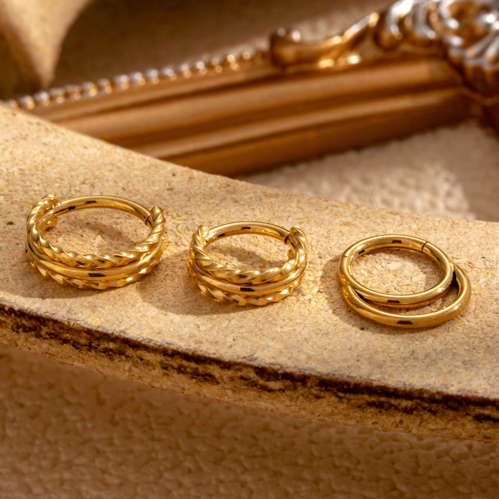 Boucles D'Oreilles Piercing Pour Femme, 1 Pièce, Série Simple, Géométriques, En Acier Titane Sans Placage Image3