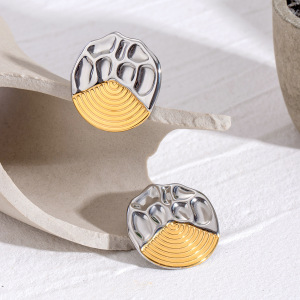 1 Paire De Boucles D'Oreilles À Tige Géométriques Rétro En Acier Inoxydable Plaqué Or Pour Femme h5 Image5