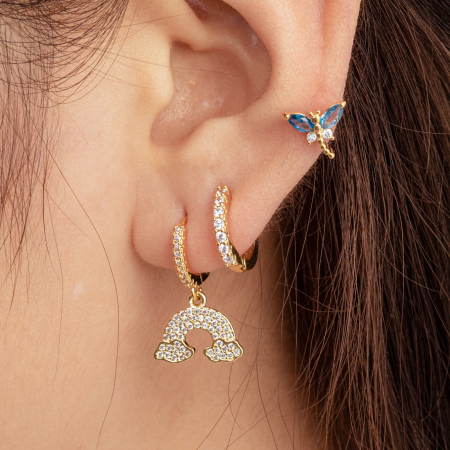 Boucles d'oreilles piercing femme Simple Series Classic Animal en cuivre sans placage, ornées de zircon.