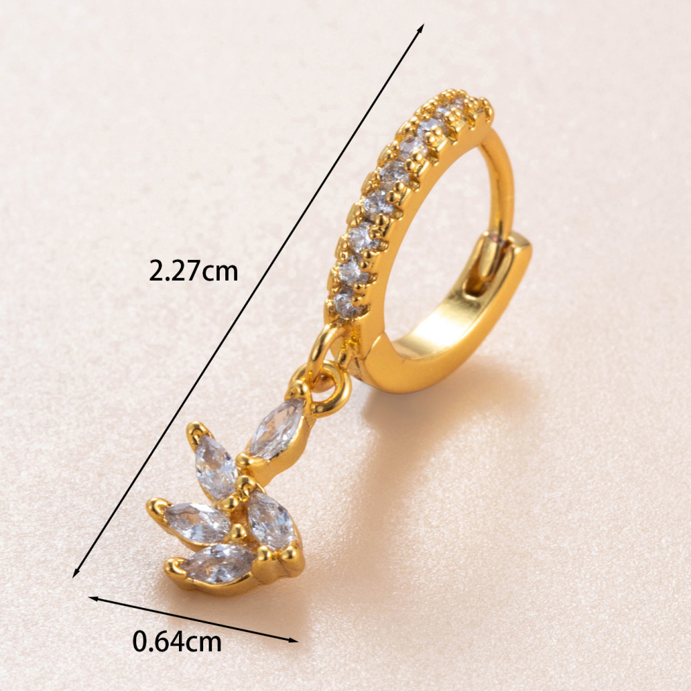 Boucles D'Oreilles Piercing Femme Daily Plant En Cuivre Sans Placage Et Zircon (1 Pièce) h5Image3