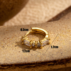 Boucles D'Oreilles Piercing Femme Simple Series Classic Cross En Acier Titane Sans Placage, Serties De Zircon. h5 Image4