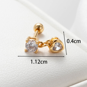 Boucles D'Oreilles Piercing Femme Simple Series Classic Heart En Cuivre Sans Placage, Ornées De Zircon. h5 Image4