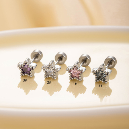 Boucles d'oreilles piercing femme Simple Series Classic Geometric en acier titane sans placage, ornées de zircon