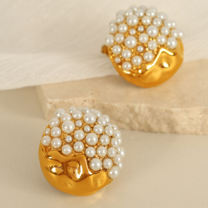 1 Paire De Boucles D'Oreilles À Tige Géométriques Rétro En Acier Inoxydable Plaqué Or  Avec Strass Pour Femme, Série Luxueuse h5 Image4