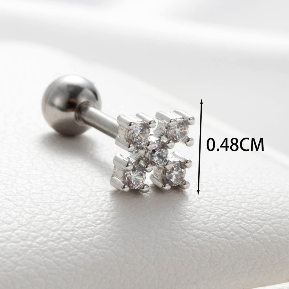 Boucles D'Oreilles Piercing Femme Simple Series Classic Heart En Acier Titane Sans Placage, Ornées De Zircon. h5Image5
