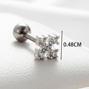 Boucles D'Oreilles Piercing Femme Simple Series Classic Heart En Acier Titane Sans Placage, Ornées De Zircon. h5 Image5