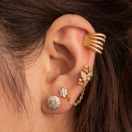 Boucles d'oreilles piercing femme Simple Series Classic Flower en cuivre sans placage, ornées de zircon.