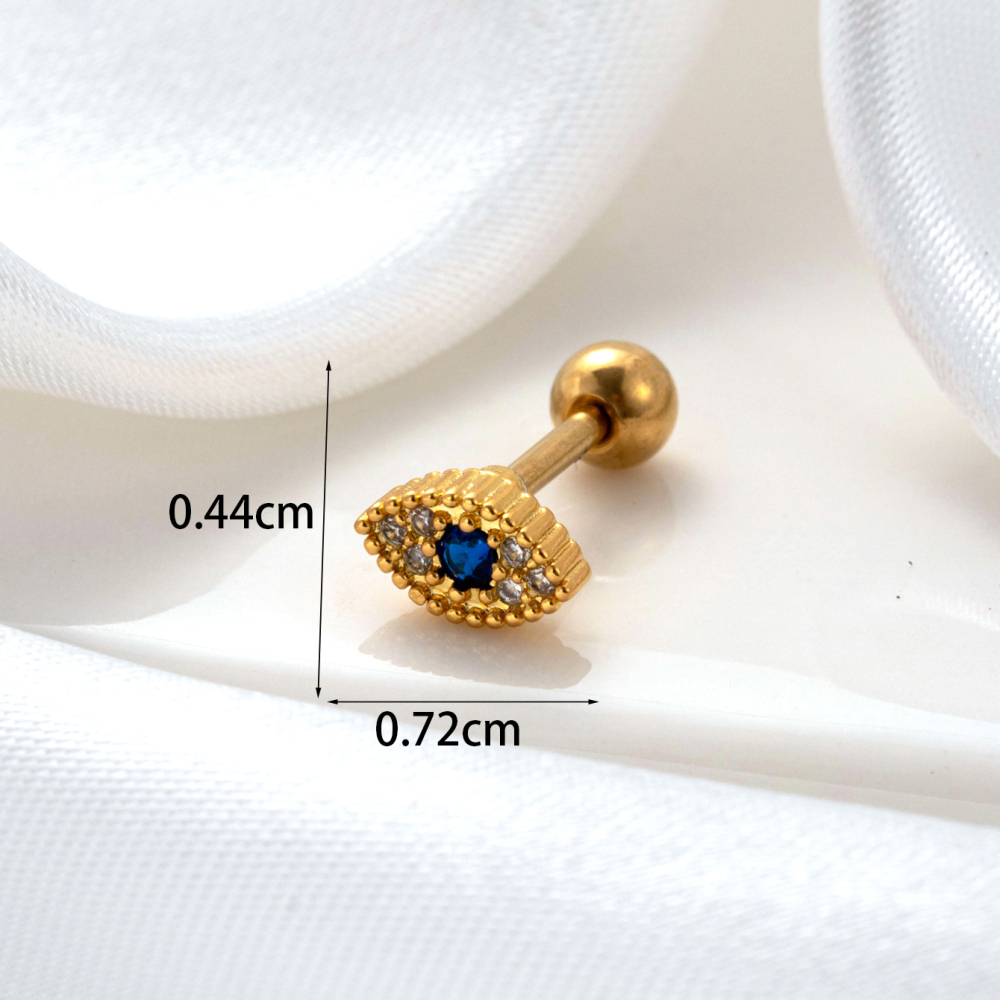 Boucles D'Oreilles Piercing Pour Femme, Collection Simple, Classique, Œil, En Cuivre Sans Placage, Avec Zircon. h5Image6