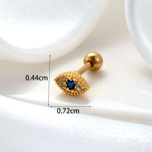 Boucles D'Oreilles Piercing Pour Femme, Collection Simple, Classique, Œil, En Cuivre Sans Placage, Avec Zircon. h5 Image6