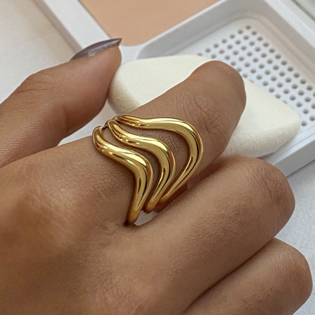 Bague ajustable pour femme, collection Simple, style géométrique décontracté, en acier inoxydable, couleur or, étanche. 2