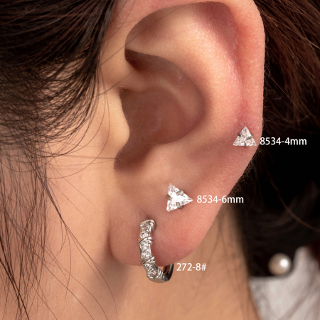 Boucles d'oreilles piercing femme Simple Series Simple Geometric en cuivre sans placage, ornées de zircon
