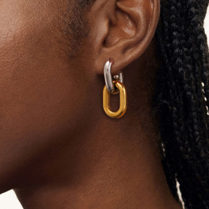 1 Paire De Boucles D'Oreilles Pendantes Pour Femmes, Série Simple , En Acier Inoxydable Plaqué Or  h5 Image6