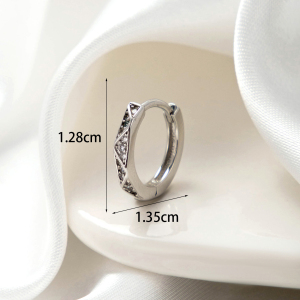 Boucles D'Oreilles Piercing Femme, Collection Simple Series Classic Geometric, En Cuivre Sans Placage, Avec Zircon. h5 Image4