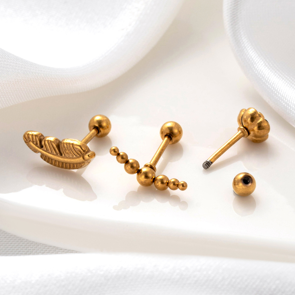 Boucles D'Oreilles Piercing Pour Femme, Modèle Simple Series Simple Flower, En Acier Titane Sans Placage. h5Image7