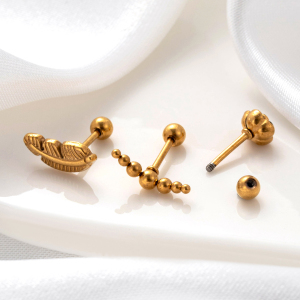 Boucles D'Oreilles Piercing Pour Femme, Modèle Simple Series Simple Flower, En Acier Titane Sans Placage. h5 Image7