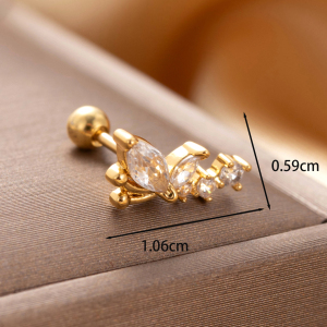Boucles D'Oreilles Piercing Femme Simple Series Classic Bow Knot En Cuivre Sans Plaquage, Ornées De Zircon h5 Image4